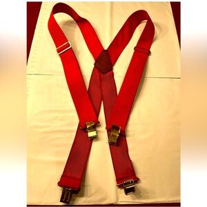 Sears Craftsman Heavy Duty Red 2” Wide Silver Clip-on Suspenders 240475 Mens OS